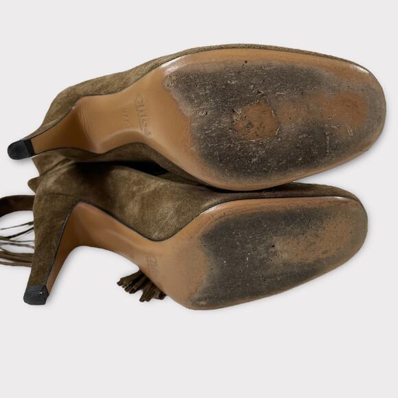 Chloe Ankle Boots Suede With Tassel Tie, Size 37 1/2 - Picture 7 of 8